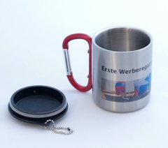 (Bild für) Edelstahltasse mit Karabiner